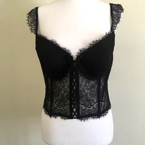 Victoria’s Secret Corset Top Black Embroidered Size XL